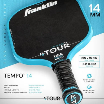 FRANKLIN FS TOUR SERIES TEMPO PICKLEBALL PADDLE 14MM BLUE