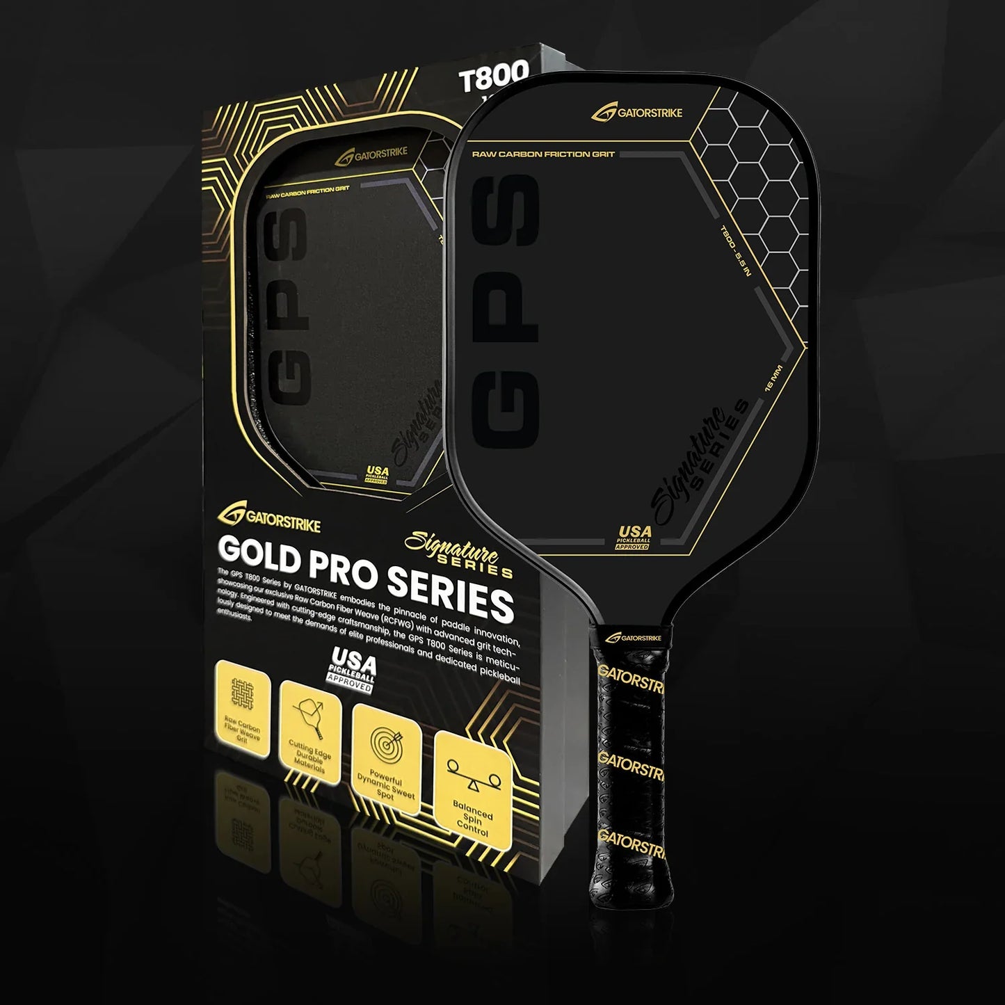 GatorStrike Gold Pro Series T700 All Court Pickleball Paddle