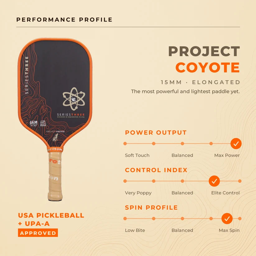 Proton Project Coyote Elongated 15MM Pickleball Paddle