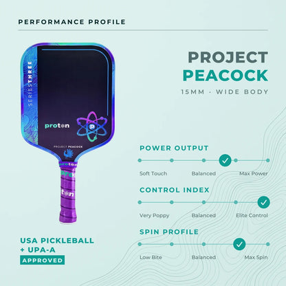 Proton Project Peacock Wide Body 15MM Pickleball Paddle